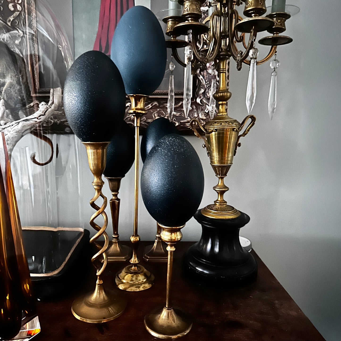 Emu Egg on Brass Base – Luxury Handmade Ornament by Atelier Arling.vanAalst