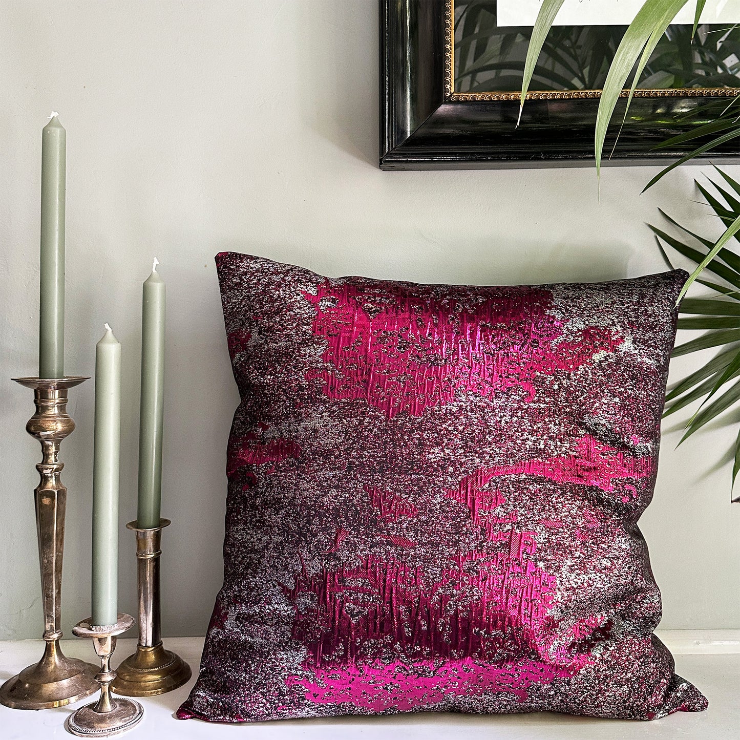 Luxury Jacquard Cushions – Handmade Pink-Black Decorative Cushions (50x50 cm & 50x30 cm)