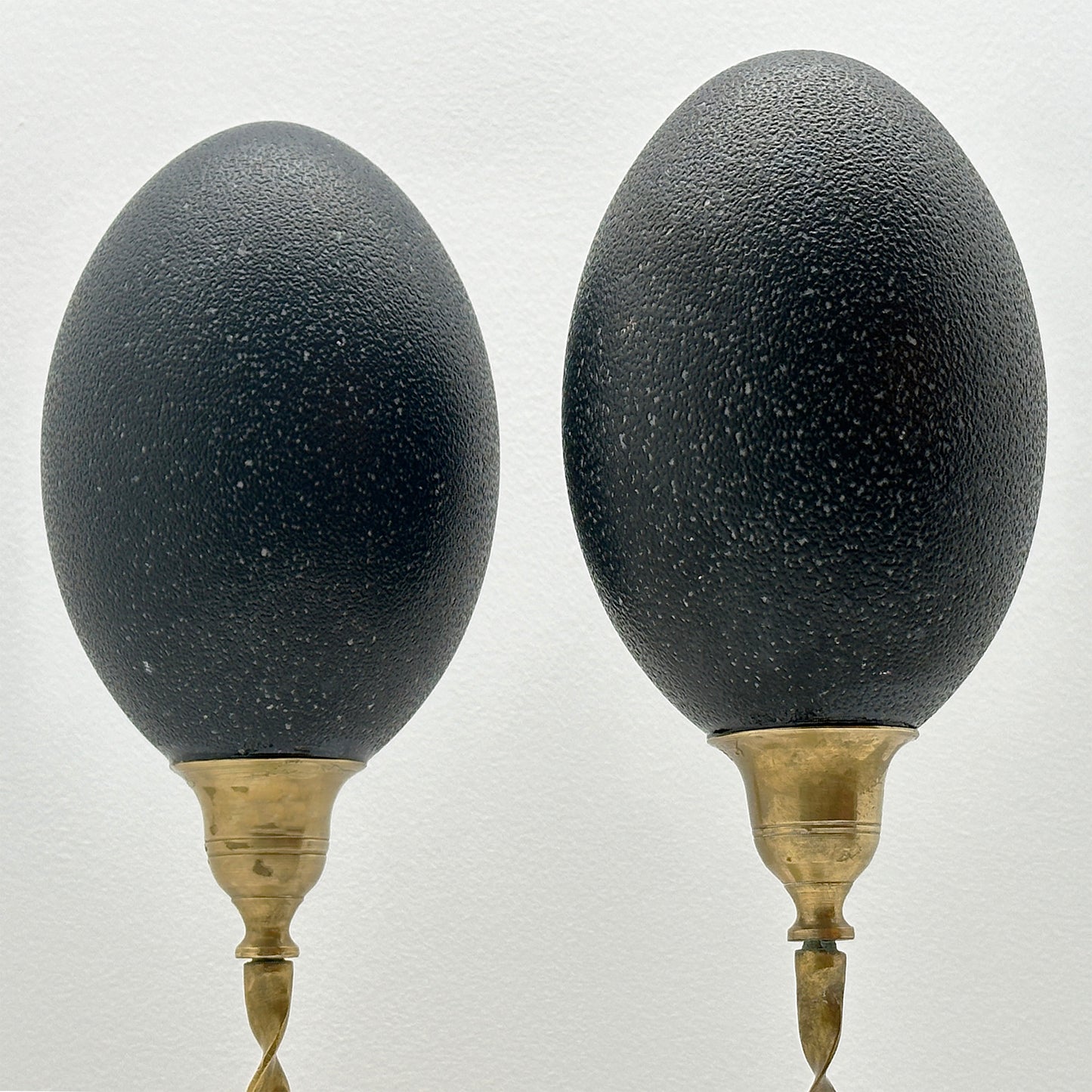 Set of Two Emu Eggs on Twisted Base – Luxury Handmade Egg Ornament