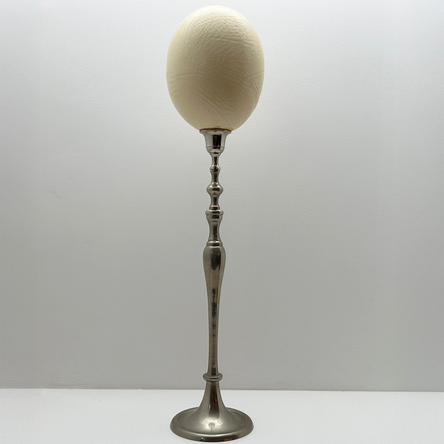 Ostrich Egg on Nickel Base – Luxury Decorative Egg Ornament