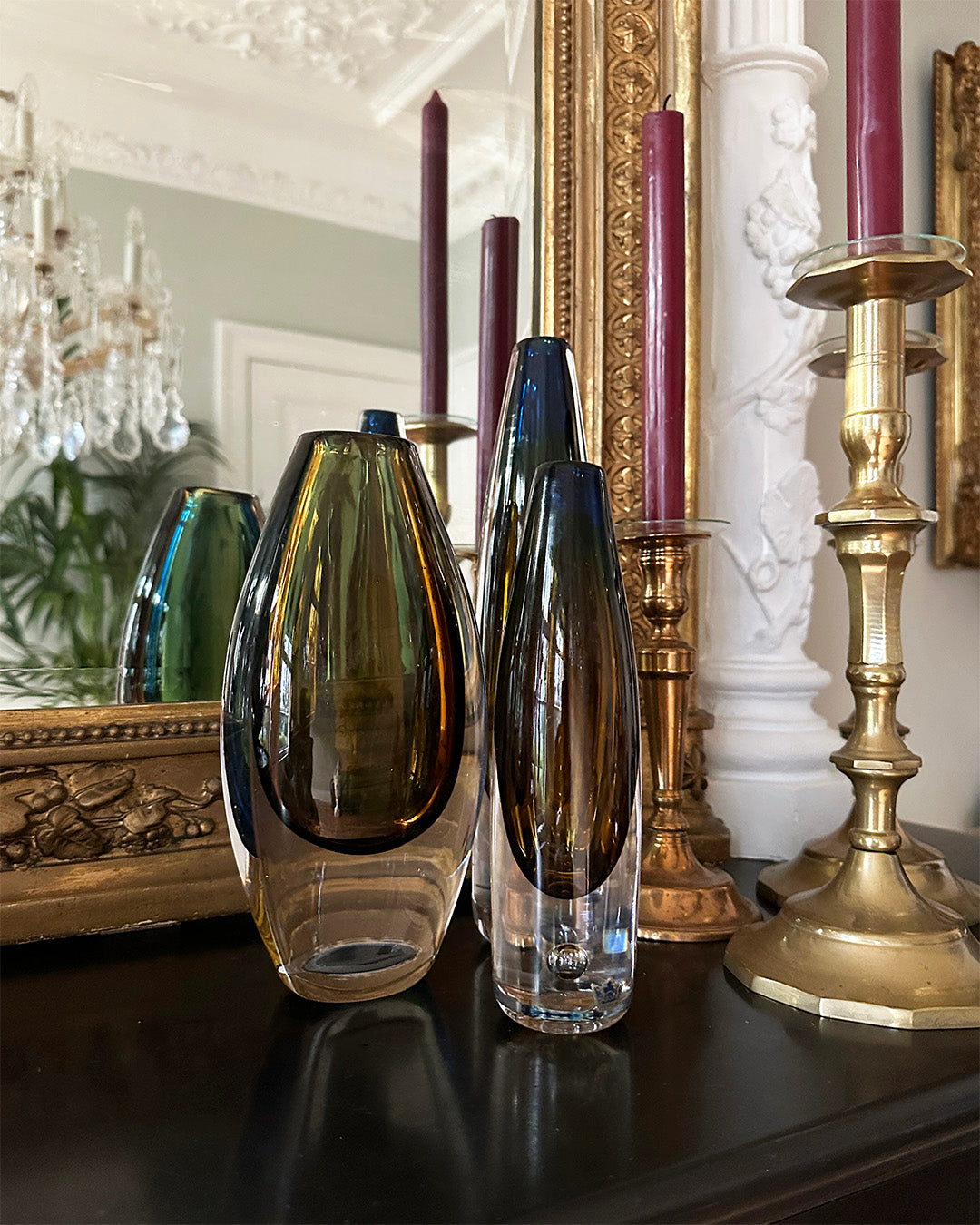 Vintage Vicke Lindstrand for Kosta – Mouth-blown Sommerso Vase LH 1842, Blue-Yellow Encapsulated Glass