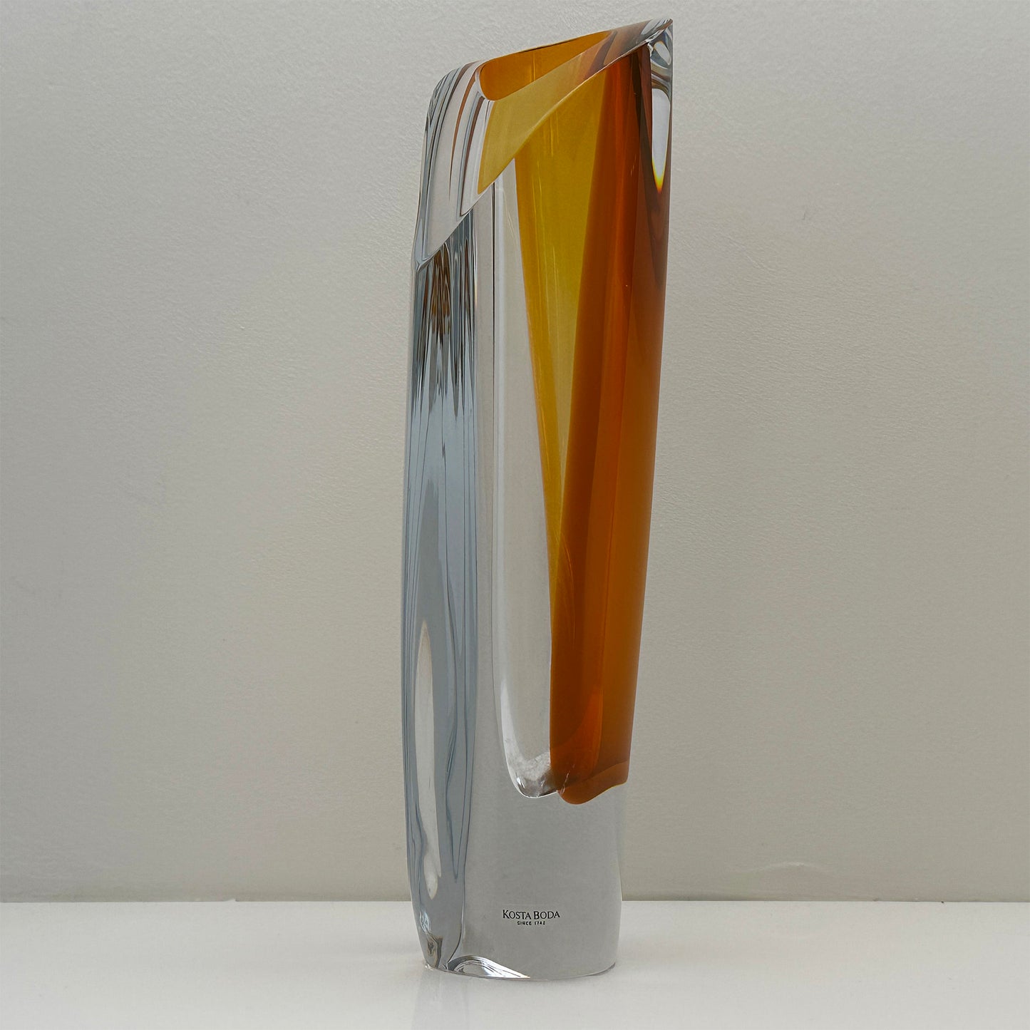 Vintage Saraband Vase Bernstein von Göran Wärff für Kosta Boda