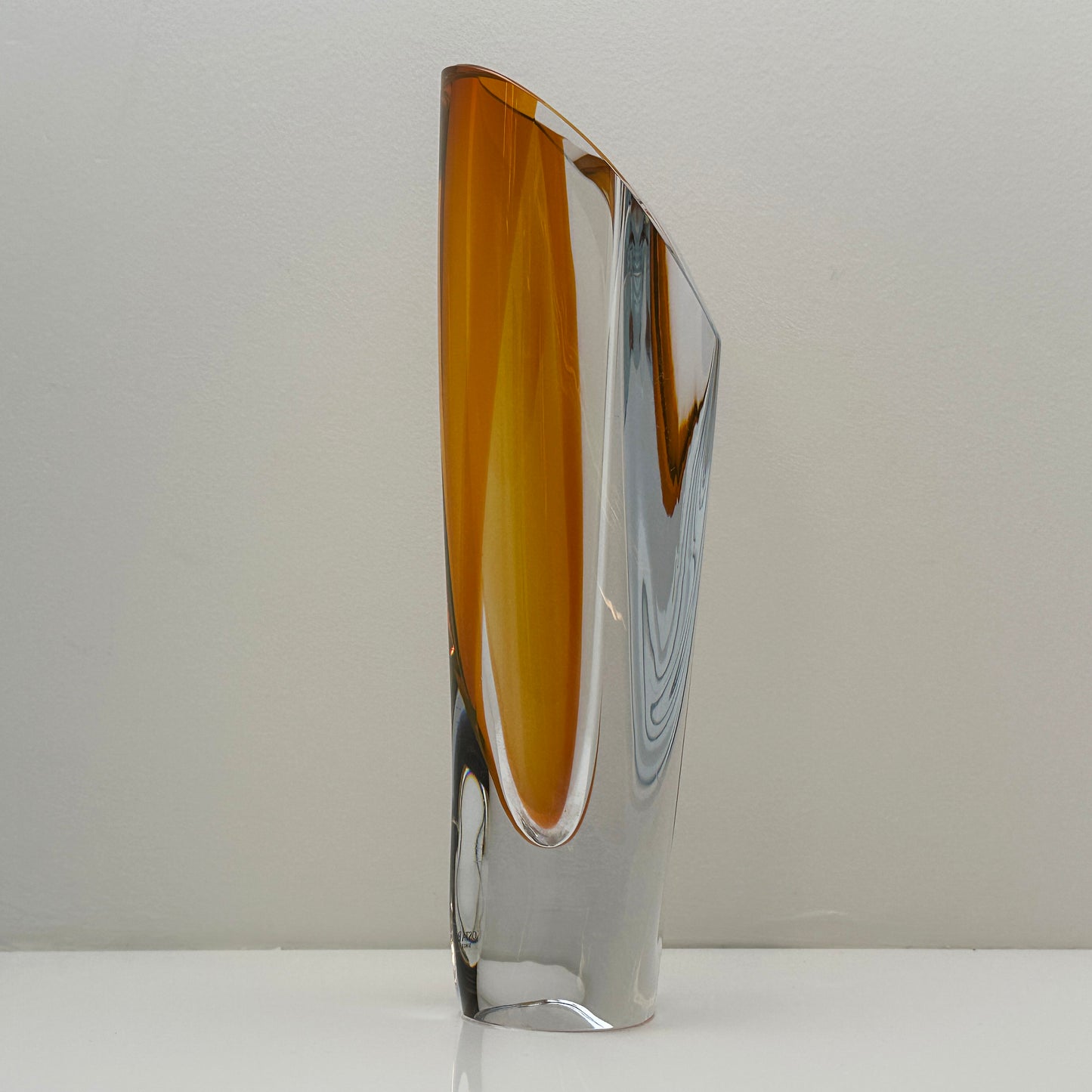 Vintage Saraband Vase Bernstein von Göran Wärff für Kosta Boda