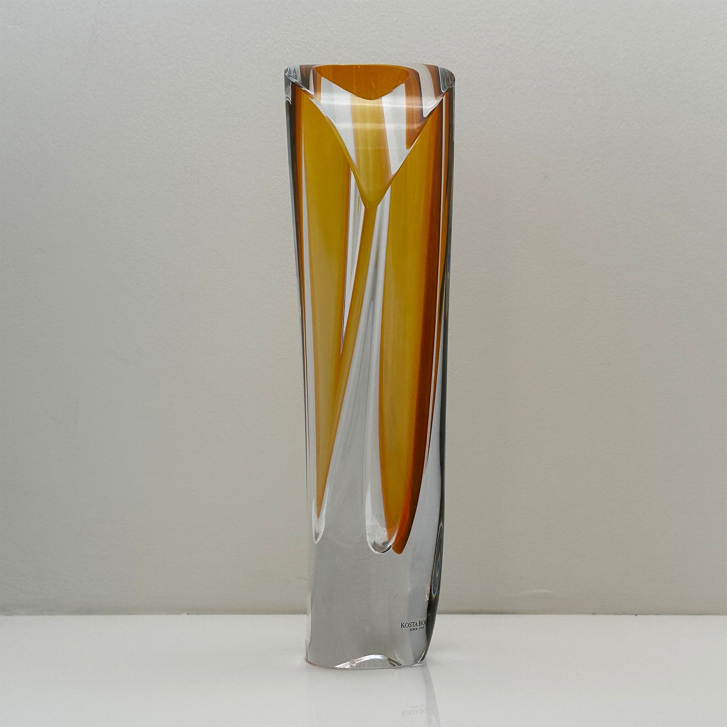 Vintage Saraband Vase Bernstein von Göran Wärff für Kosta Boda