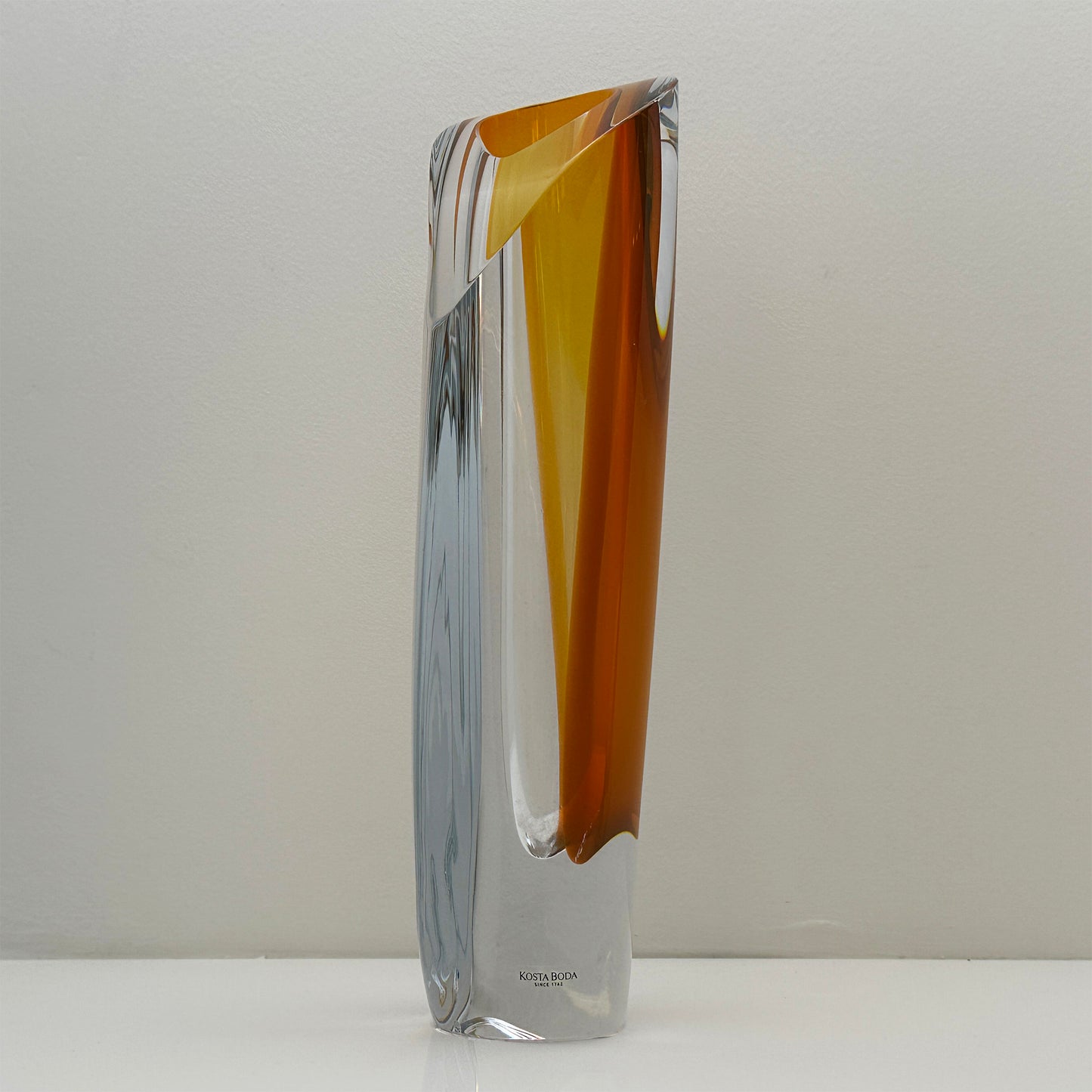 Vintage Saraband Vase Bernstein von Göran Wärff für Kosta Boda