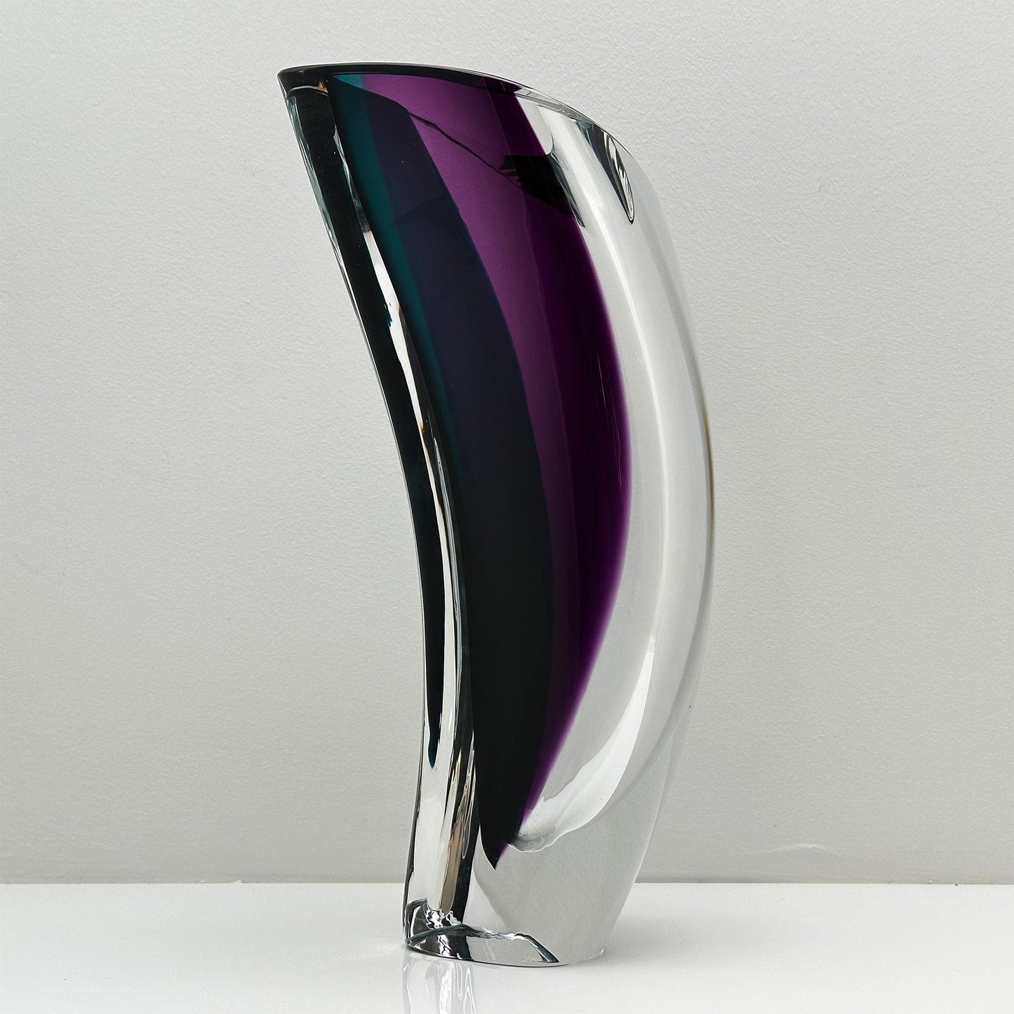 Aria vase by Goran Warff for Kosta Boda in purple and green