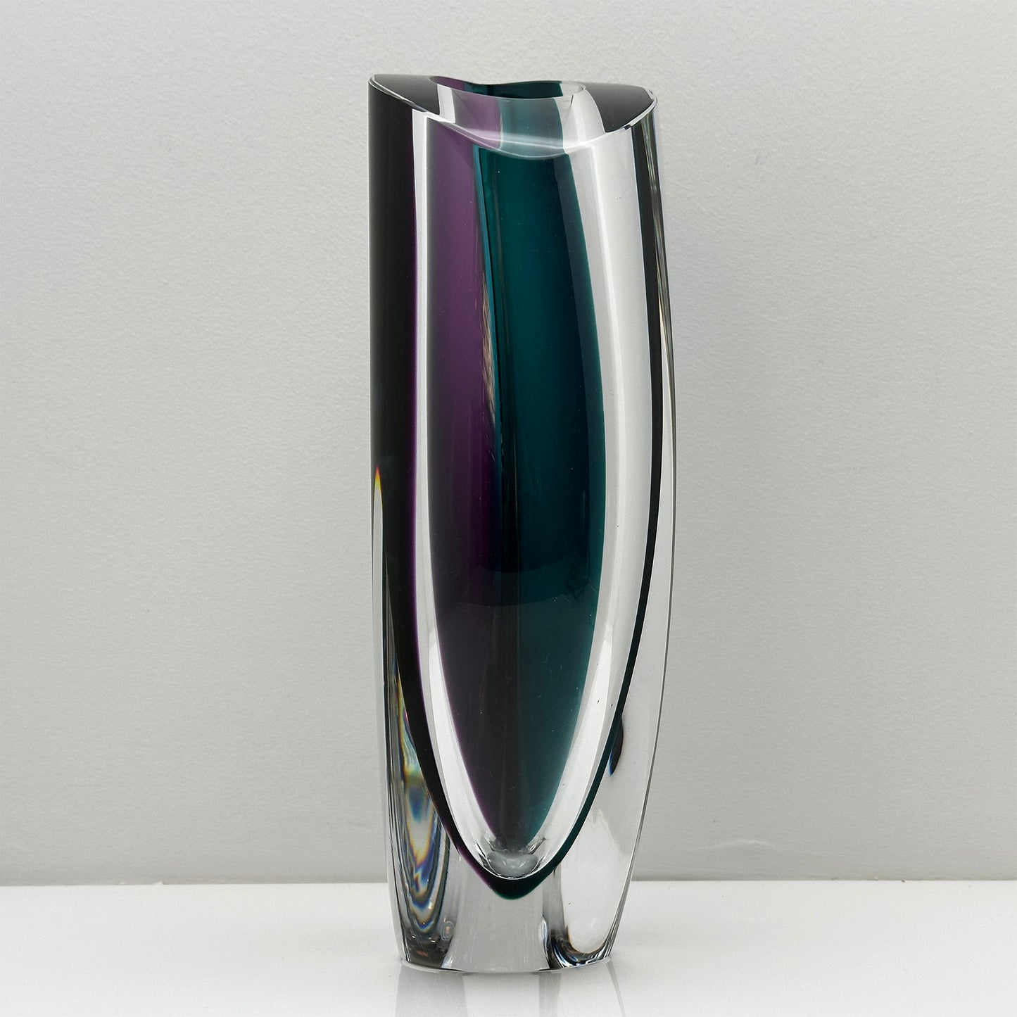 Aria vase by Goran Warff for Kosta Boda in purple and green
