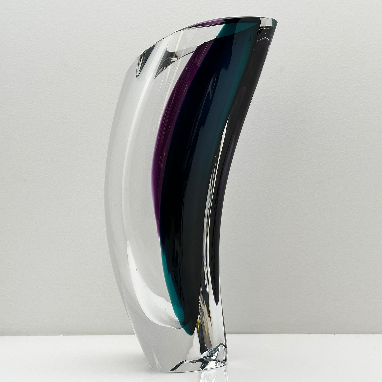 Aria vase by Goran Warff for Kosta Boda in purple and green