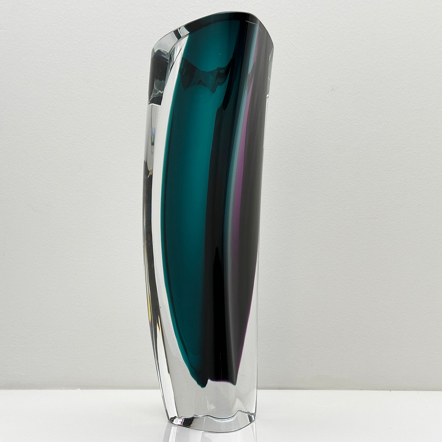 Aria vase by Goran Warff for Kosta Boda in purple and green