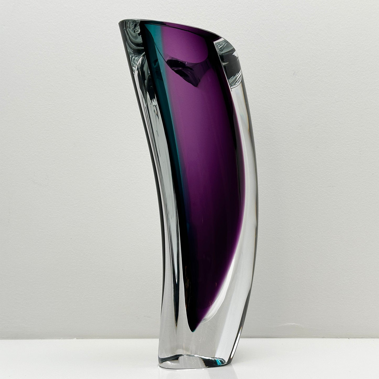 Aria vase by Goran Warff for Kosta Boda in purple and green