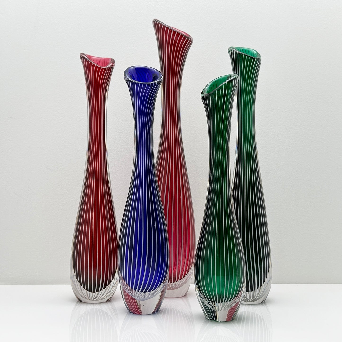Handblown Green Zebra Vase LH 1057 | Vicke Lindstrand for Kosta Boda | Scandinavian Design