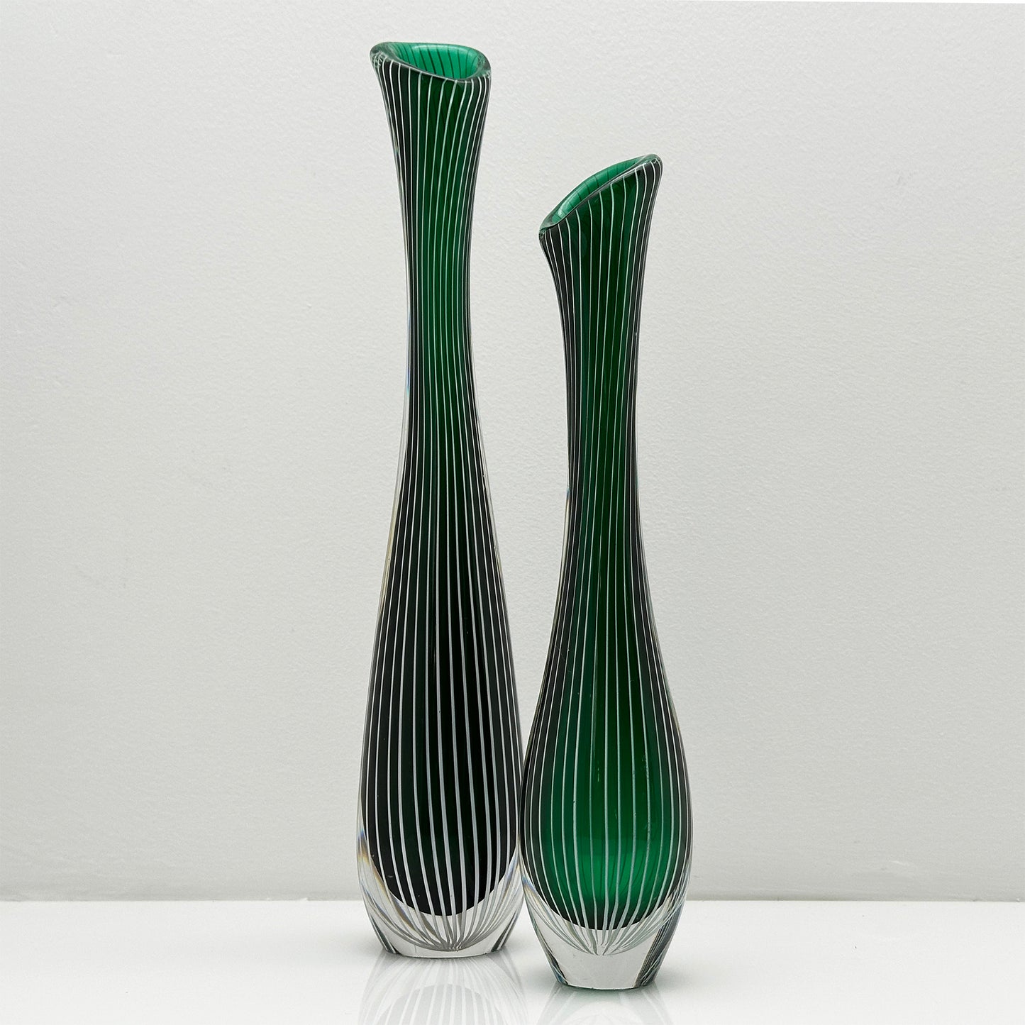Handblown Green Zebra Vase | Vicke Lindstrand for Kosta Boda | Scandinavian Design