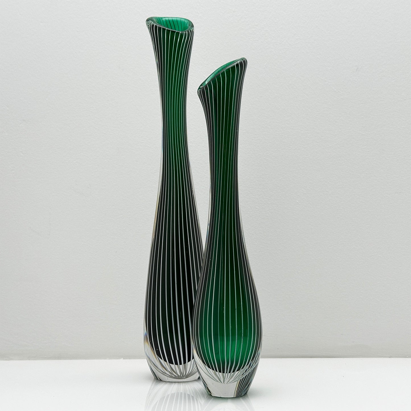 Handblown Green Zebra Vase LH 1057 | Vicke Lindstrand for Kosta Boda | Scandinavian Design
