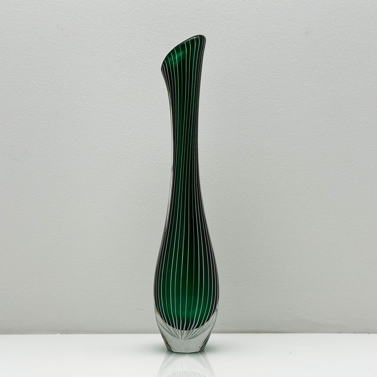 Handblown Green Zebra Vase LH 1057 | Vicke Lindstrand for Kosta Boda | Scandinavian Design