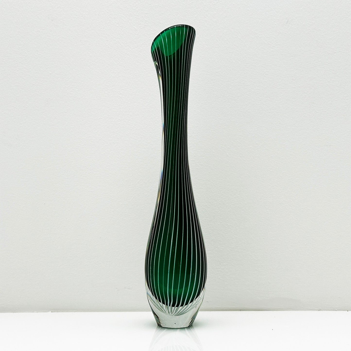 Handblown Green Zebra Vase LH 1057 | Vicke Lindstrand for Kosta Boda | Scandinavian Design