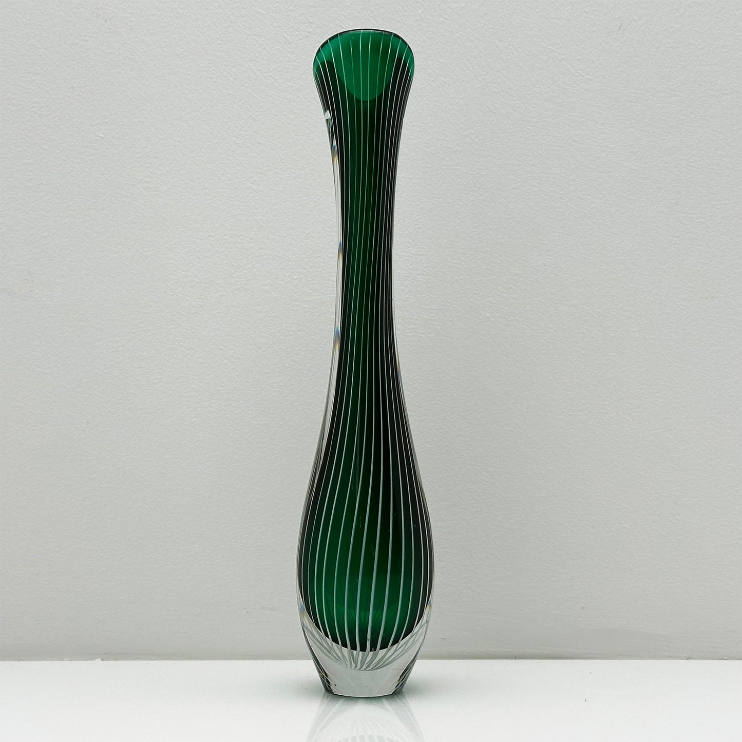 Handblown Green Zebra Vase LH 1057 | Vicke Lindstrand for Kosta Boda | Scandinavian Design