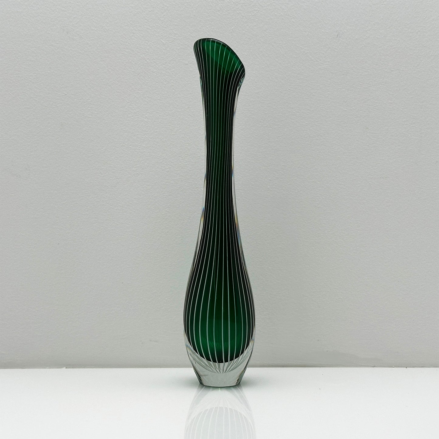 Handblown Green Zebra Vase LH 1057 | Vicke Lindstrand for Kosta Boda | Scandinavian Design