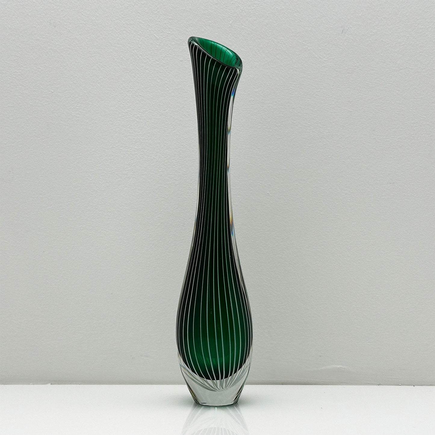 Handblown Green Zebra Vase LH 1057 | Vicke Lindstrand for Kosta Boda | Scandinavian Design