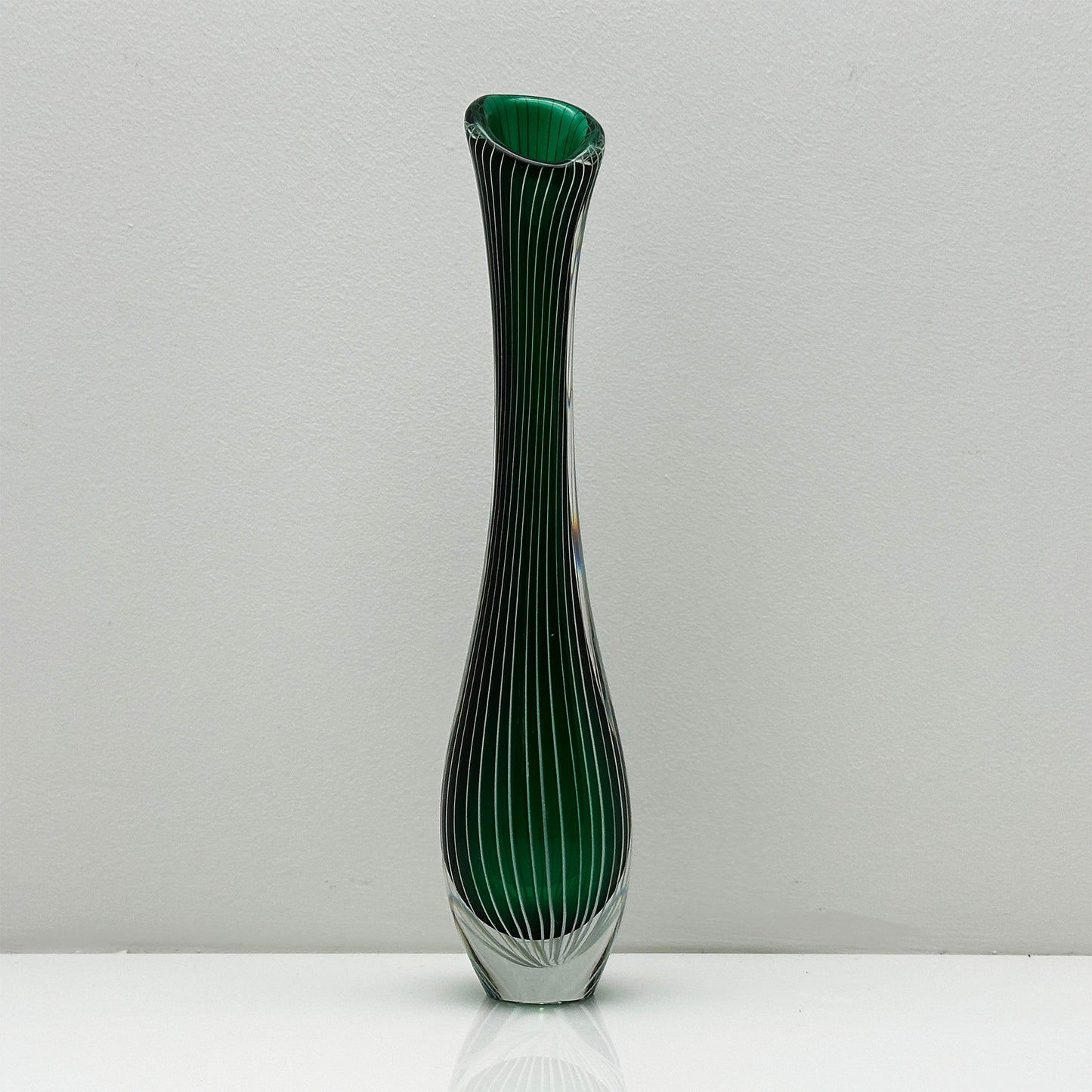 Handblown Green Zebra Vase LH 1057 | Vicke Lindstrand for Kosta Boda | Scandinavian Design