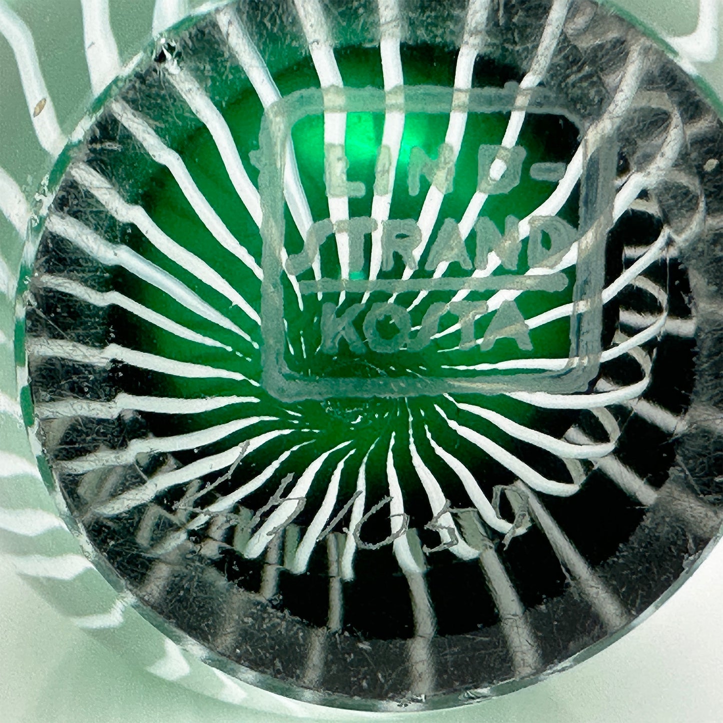 Handblown Green Zebra Vase LH 1057 | Vicke Lindstrand for Kosta Boda | Scandinavian Design