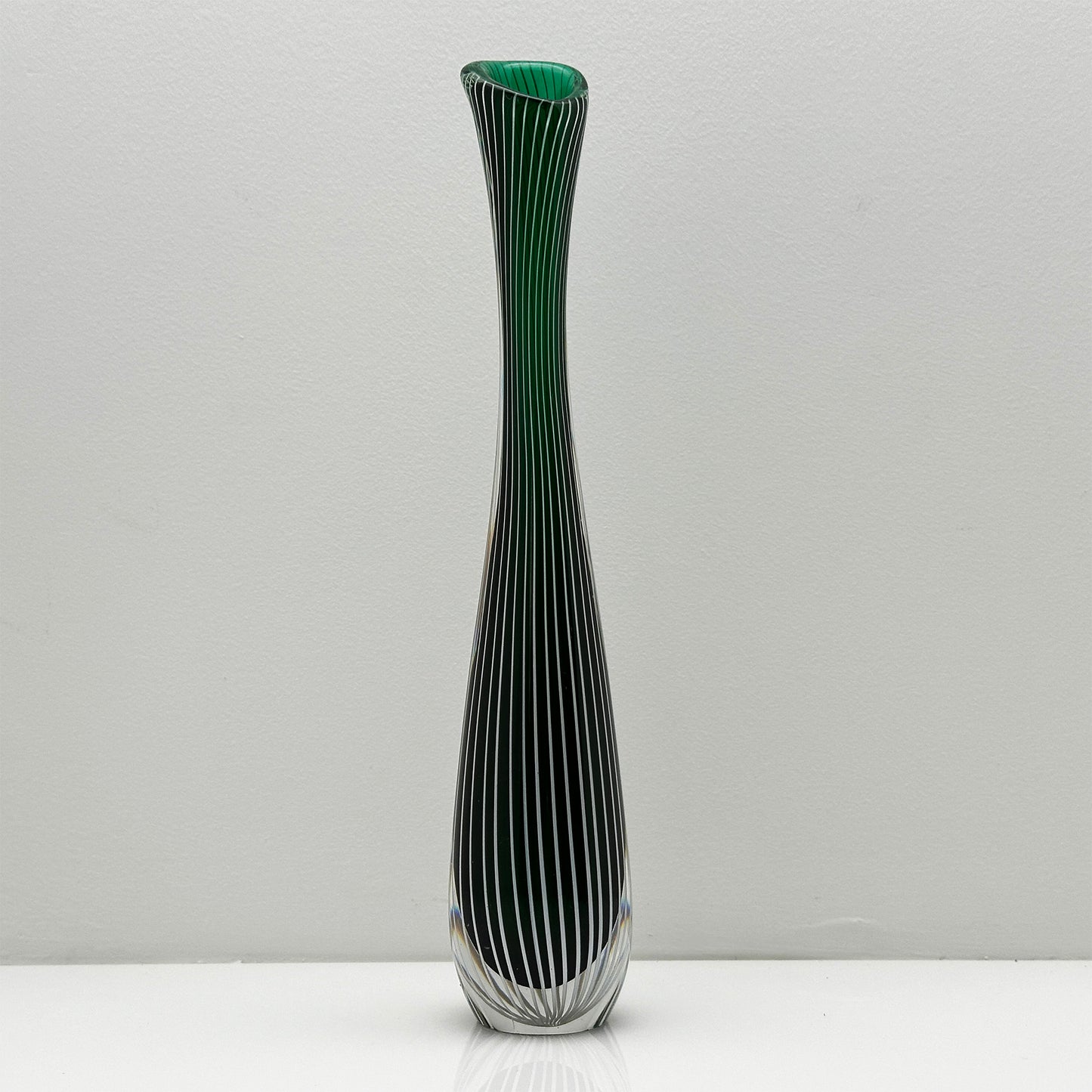 Handblown Green Zebra Vase | Vicke Lindstrand for Kosta Boda | Scandinavian Design