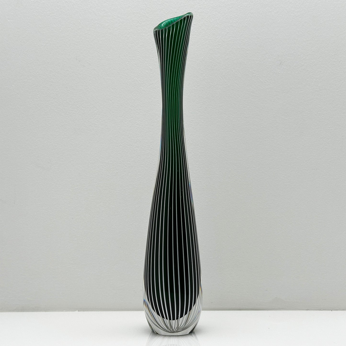 Handblown Green Zebra Vase | Vicke Lindstrand for Kosta Boda | Scandinavian Design