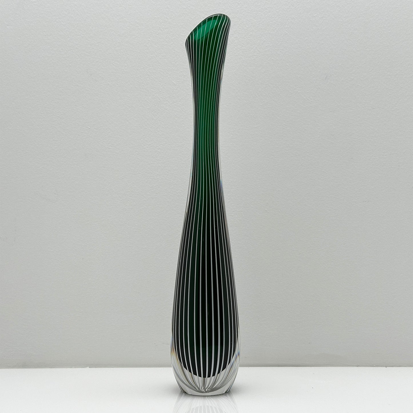 Handblown Green Zebra Vase | Vicke Lindstrand for Kosta Boda | Scandinavian Design
