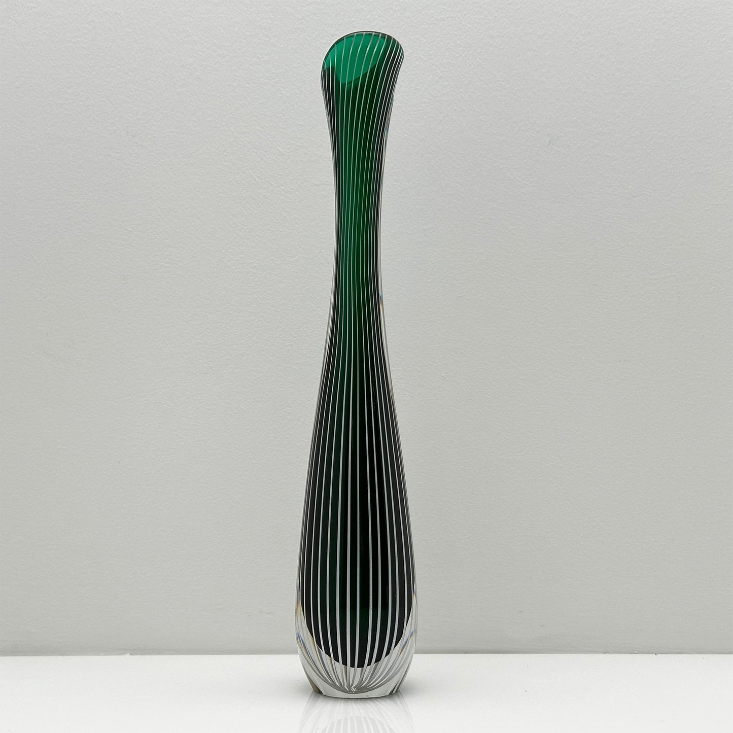 Handblown Green Zebra Vase | Vicke Lindstrand for Kosta Boda | Scandinavian Design