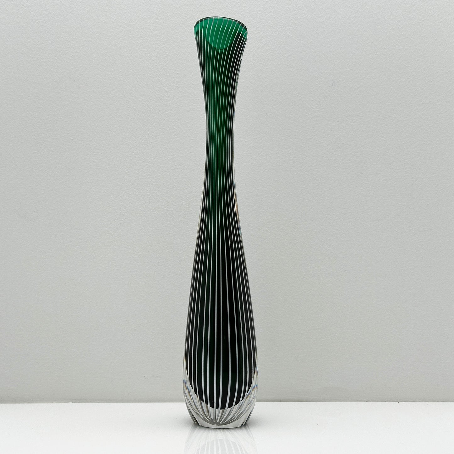 Handblown Green Zebra Vase | Vicke Lindstrand for Kosta Boda | Scandinavian Design