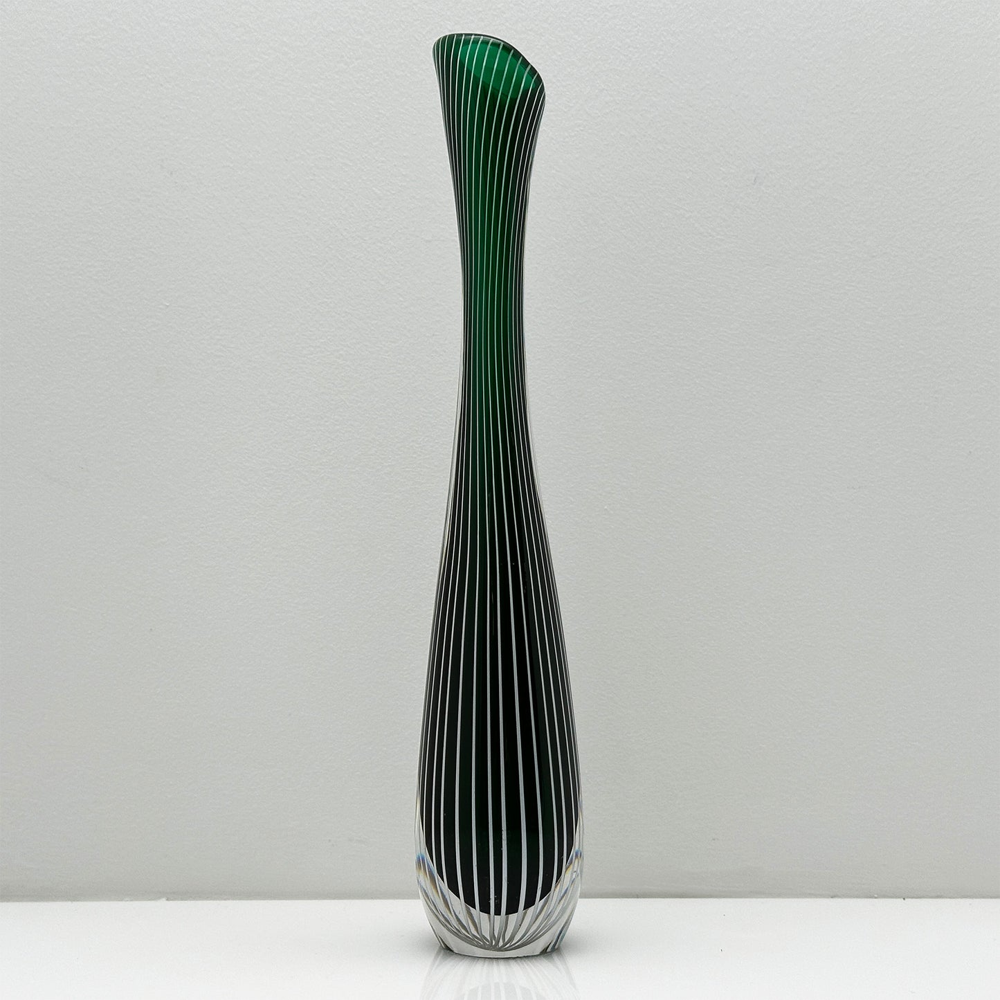 Handblown Green Zebra Vase | Vicke Lindstrand for Kosta Boda | Scandinavian Design