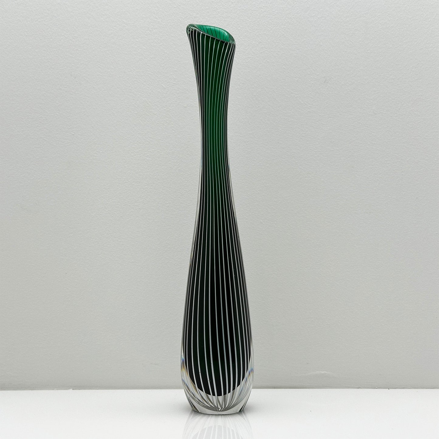 Handblown Green Zebra Vase | Vicke Lindstrand for Kosta Boda | Scandinavian Design