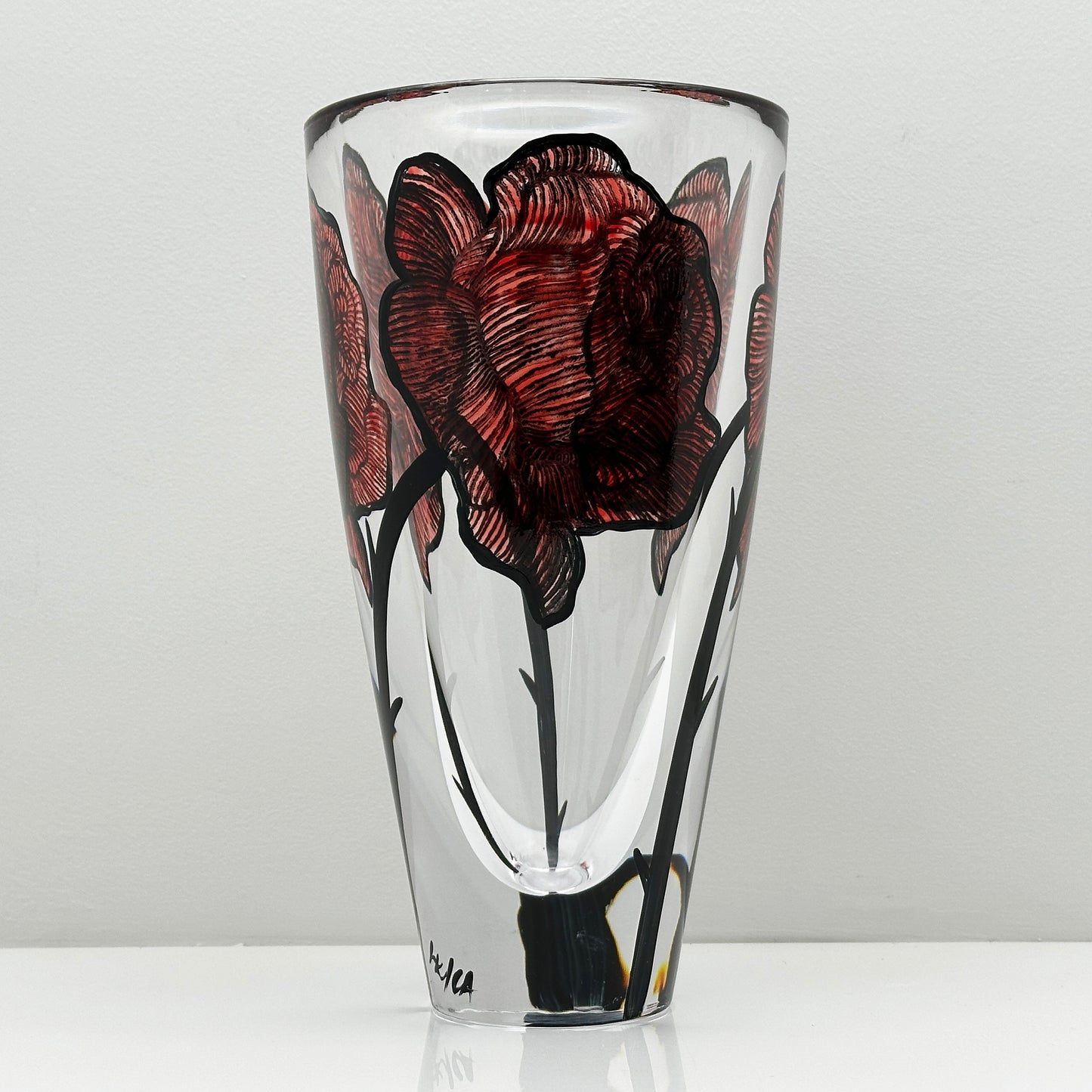 Design Vase by Kosta Boda - Handpainted Luxury Vase by Ludvig Löfgren (25.5 cm)