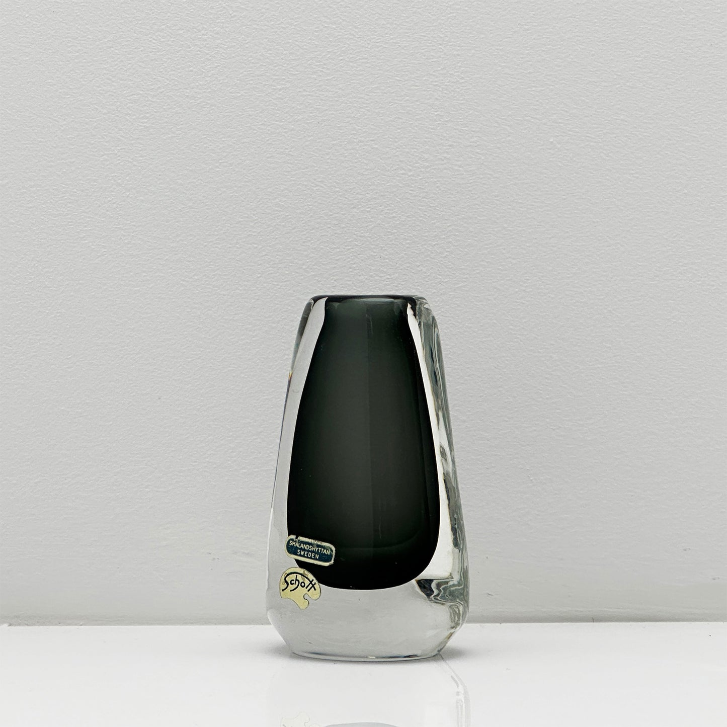 Josef Schott Vintage Design Vase - Black-Grey Sommerso Miniature (10.5 cm)