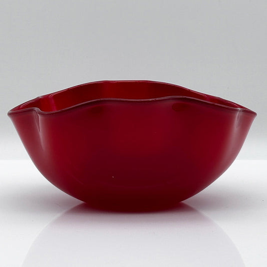 Rote Kristallschale „Kantara“ – Sven Palmqvist für Orrefors, Rubinrotes Opalglas (1946-1960)