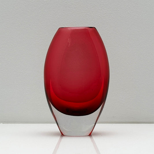 Zeldzame Rode Sommerso Design Vaas - Mid Century Modern Miniatuur (12,5 cm)